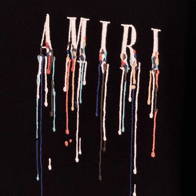 Amiri Men's Black Paint Drip Logo Hoodie UK S