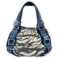 Jimmy Choo Blue Vintage Zebra Pony Hair Shoulder Bag One Size