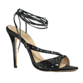 Alessandra Rich Black 100mm Visocse & silk satin Embellished sandals UK 7 EU 40