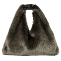 HELEN MOORE Brown Luxury Faux Fur And Leather Triangle Bag One Size