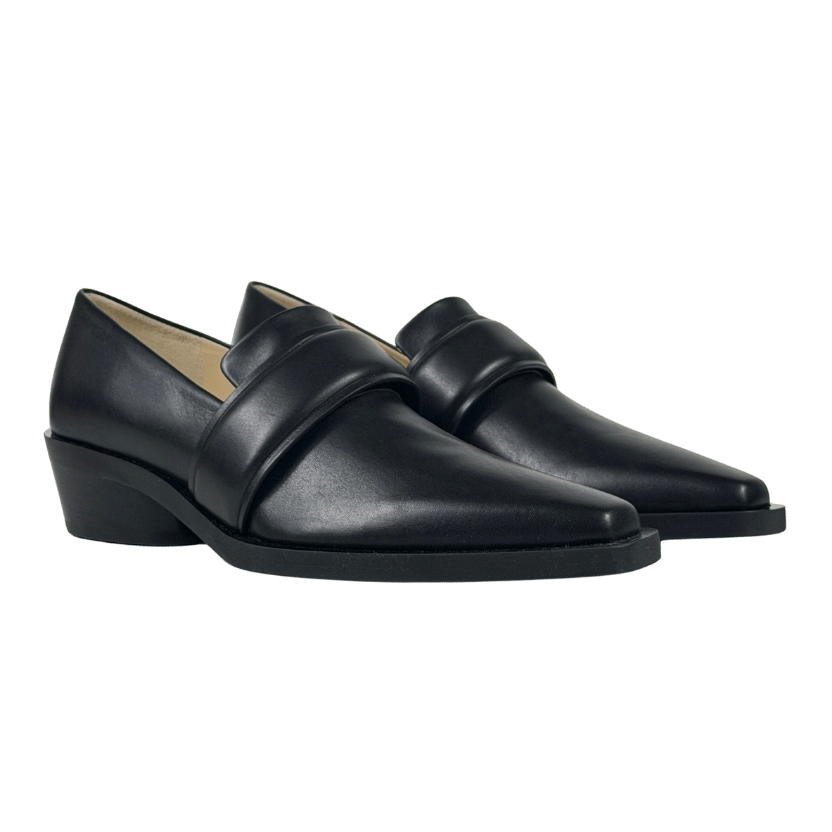 PROENZA SCHOULER Black Buffed Calfskin Leather Bronco Loafers UK 3 EU 36 👠