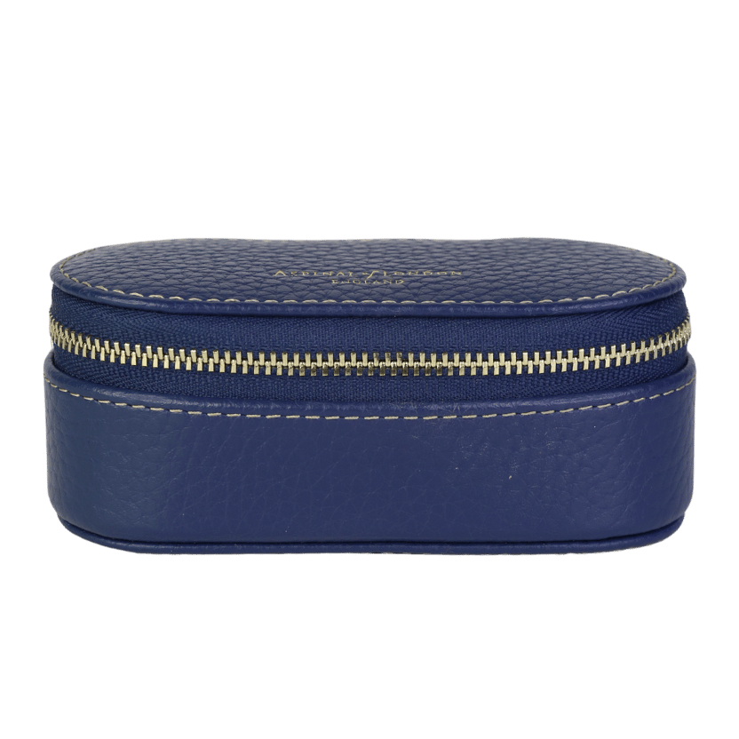 Aspinal Of London Blue Pebbled Leather Small Travel Jewellery Case