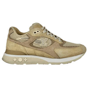 LOUIS VUITTON Beige Suede LV Logo Run Away Trainers UK 6 EU 40