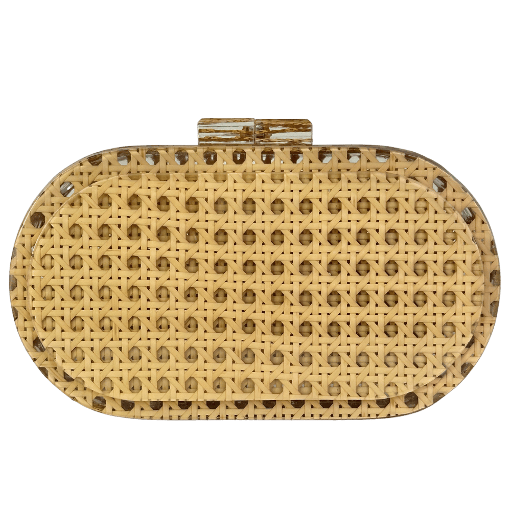 J. MCLAUGHLIN Beige Perspex Raffia Box Clutch Bag One Size