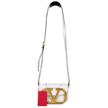 VALENTINO GARAVANI White Leather / Gold Hardware Supervee Small Leather Shoulder Bag One Size