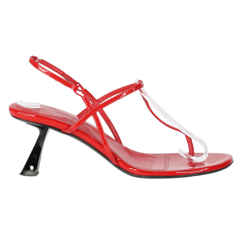 Khaite Linden Red Patent Leather Slingback Sandals UK 4 EU 37 👠