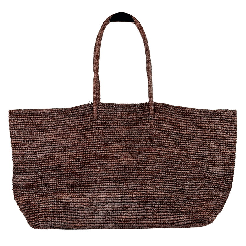 COS Dark Brown Oversized Hand-woven Raffia Tote Bag