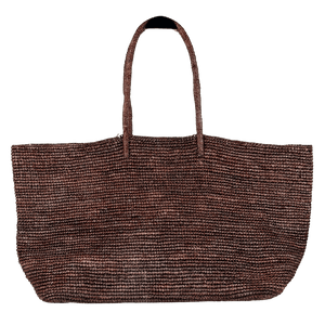COS Dark Brown Oversized Hand-woven Raffia Tote Bag