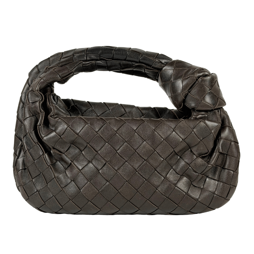 BOTTEGA VENETA Chocolate Brown Jodie Mini Intrecciato Leather Tote