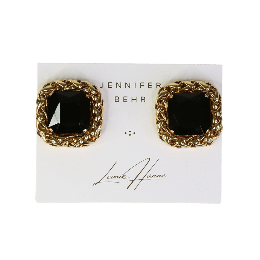 Jennifer Behr X Leonie Hanne Belle Black / Gold Stud Earrings