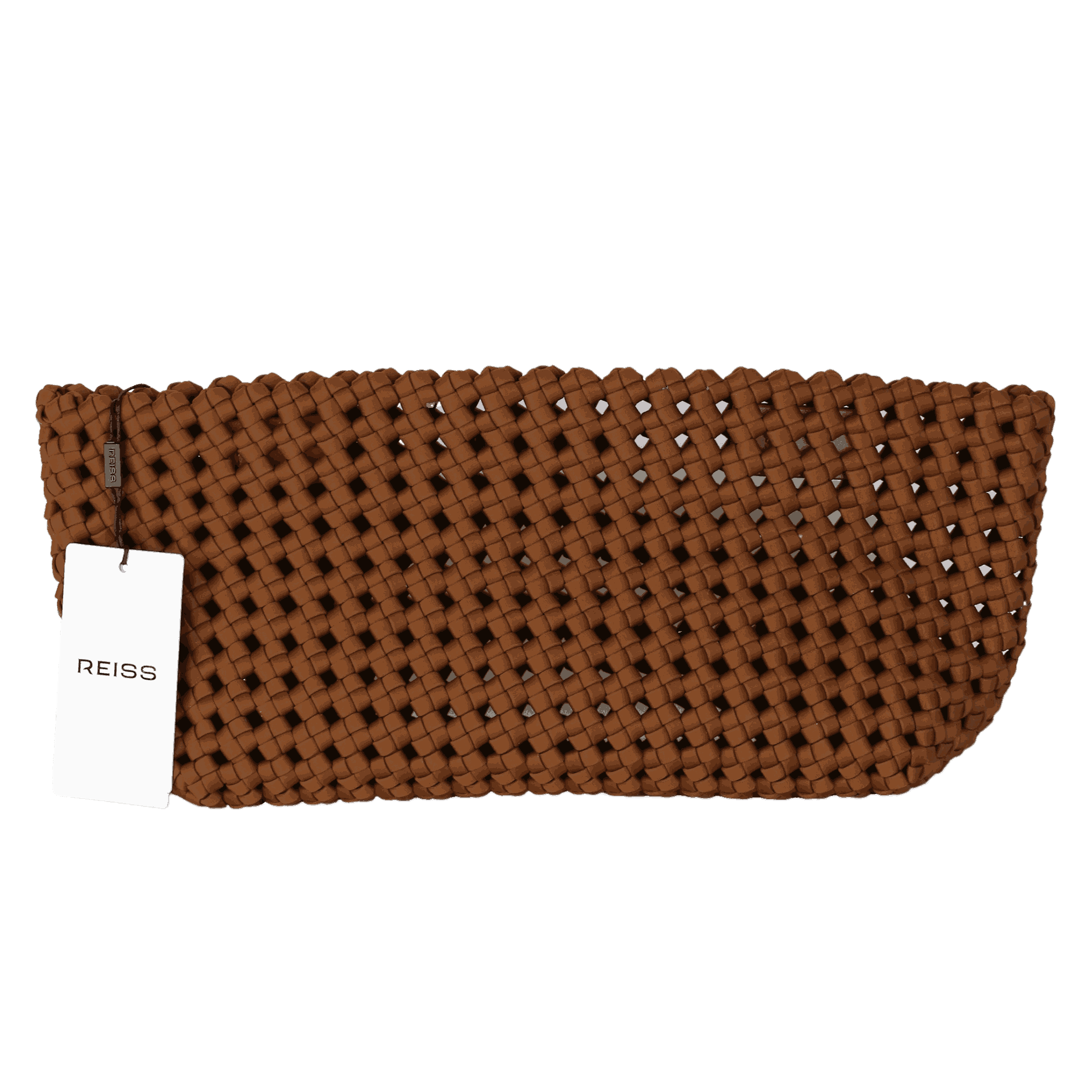 REISS Brown Tan Nadine Woven Clutch Bag