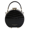 Aspinal Of London Black Hat Box Micro Crocodile-embossed Patent Leather Clutch Bag