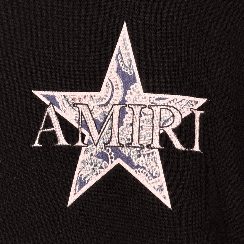 AMIRI Paisley Star Cotton Jersey Hoodie In Black UK M