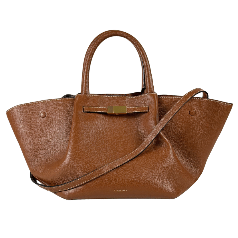 DEMELLIER LONDON Tan Brown Grain Leather Midi New York Handbag