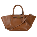 DEMELLIER LONDON Tan Brown Grain Leather Midi New York Handbag