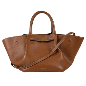 DEMELLIER LONDON Tan Brown Grain Leather Midi New York Handbag