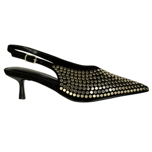 River Island Black Studded Slingback Court Heels UK 5 EU 38