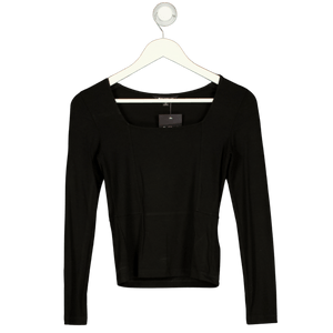 Whistles Black Square Neck Long Sleeve Top UK 8