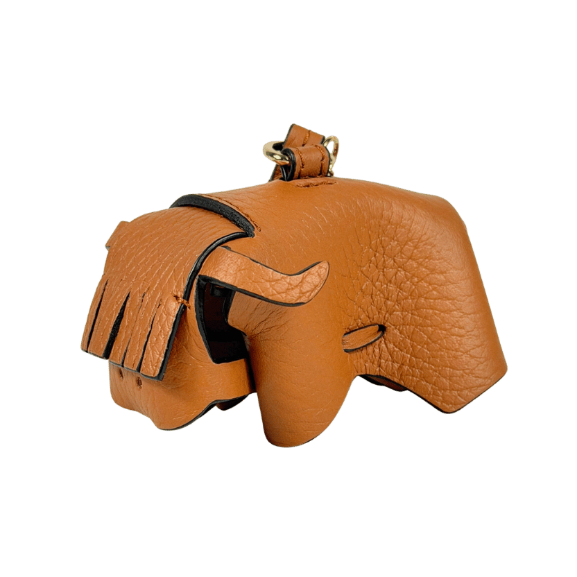 STRATHBERRY Brown Grained Leather Bag Charm