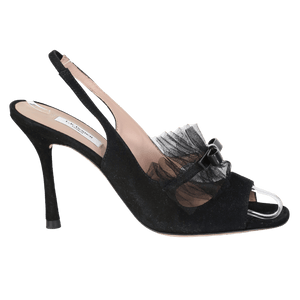 LK Bennett Newbury Black Suede & Mesh Peeptoe Sandals UK 7 EU 40