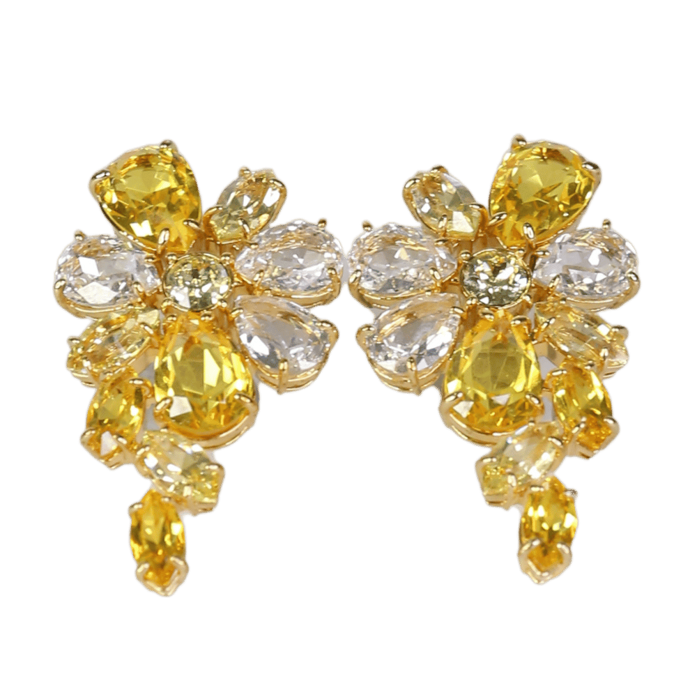 Swarovski X Gema Flower Yellow & Gold-tone Plated Earrings
