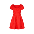Oscar de la Renta Red Silk Jacquard Scoop Neck Dress UK 8
