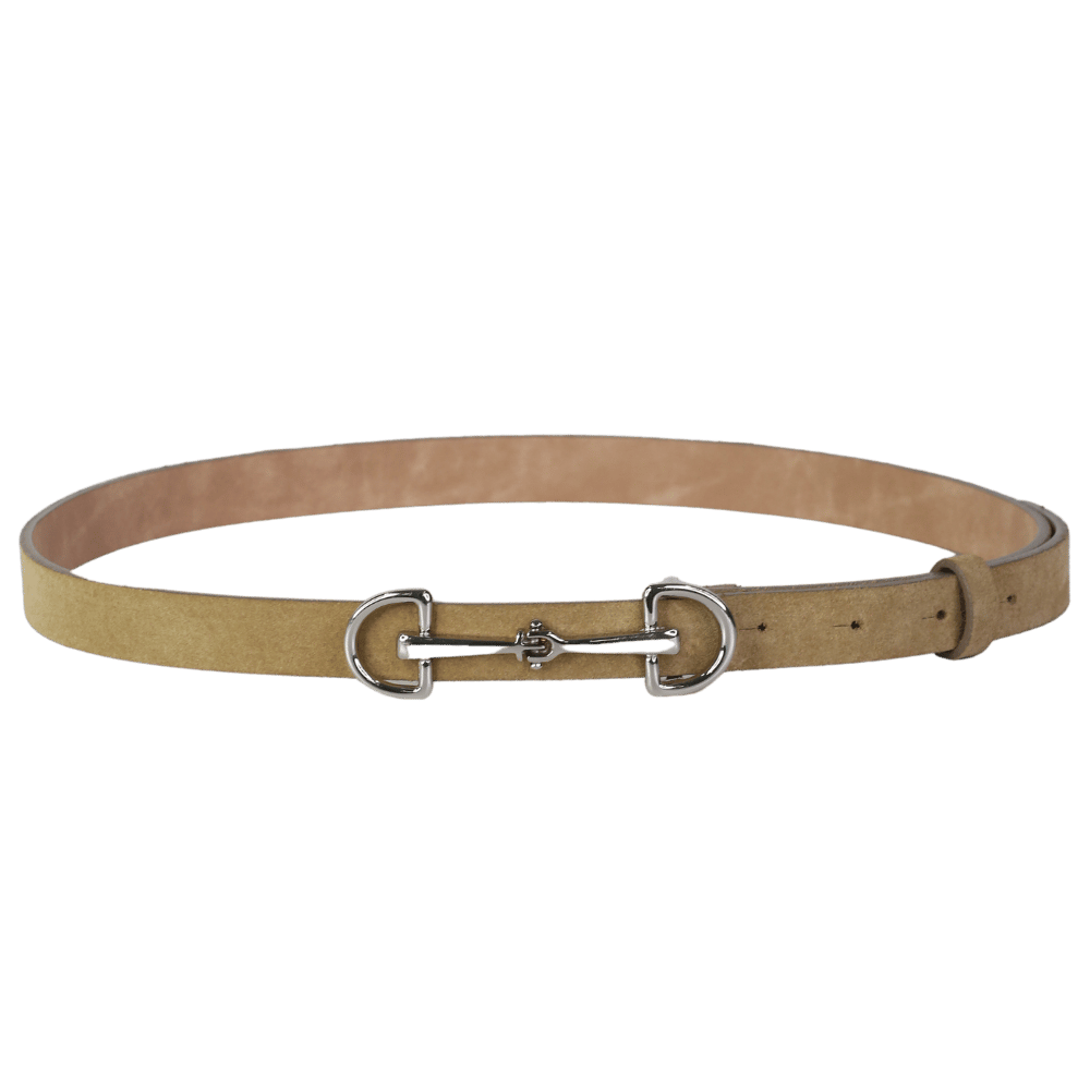 Beige Suede Waist Belt With Silver Horsebit Buckle UK S