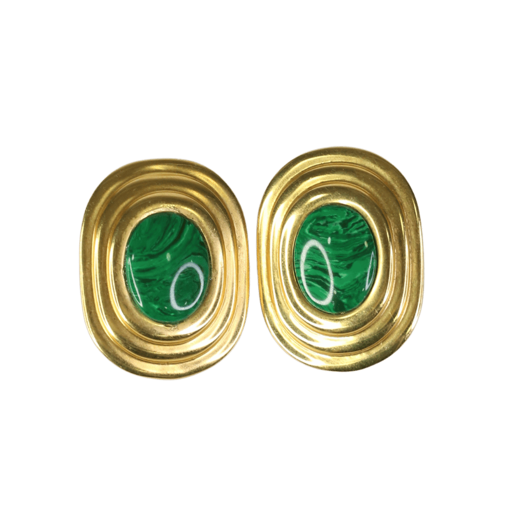 Soru X Daphne Oz Yellow Gold / Malachite Coco Earrings