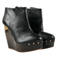 FINSK Black Leather Studded Sculptural Heel Platform Ankle Boots UK 7 EU 40 👠
