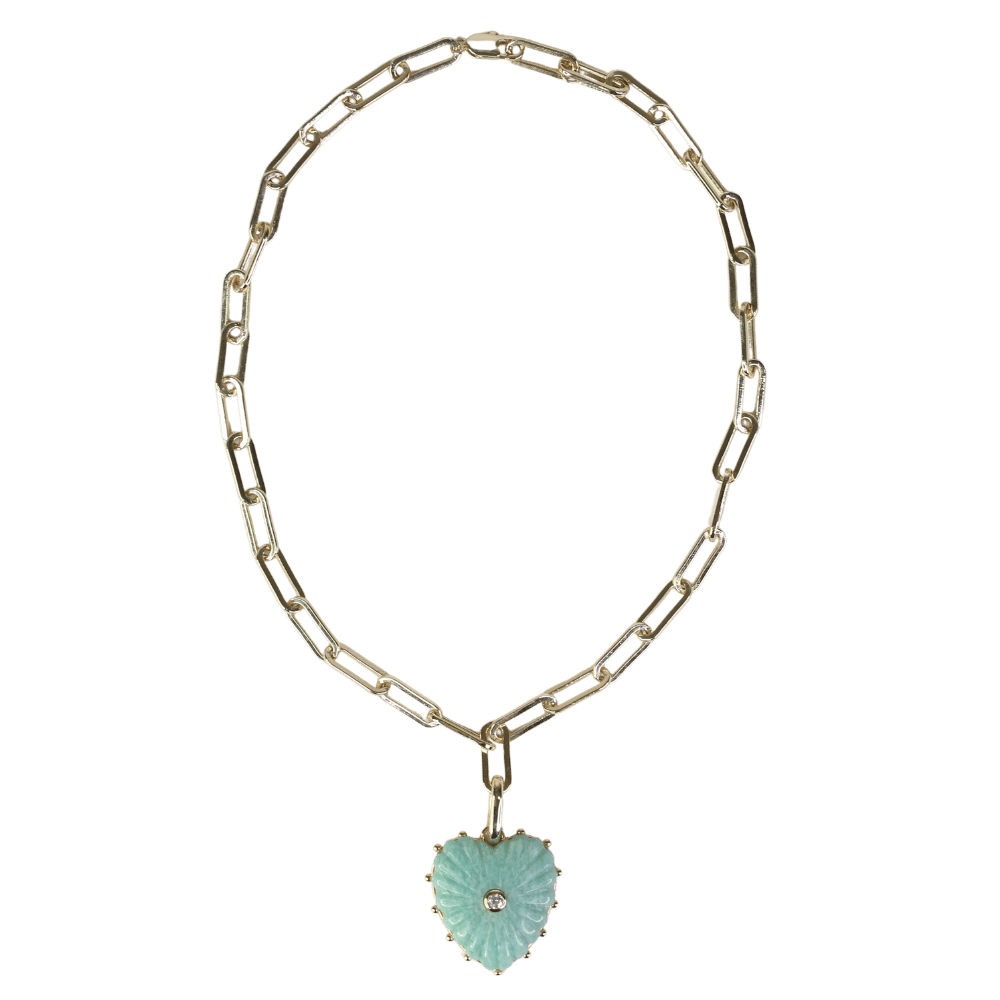Thatch California Malene Amazonite Clip Yellow Gold Necklace