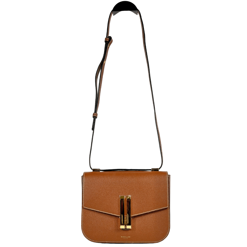 DEMELLIER LONDON The Vancouver Leather Handbag - Tan Brown Small Grain Ecru Stitching