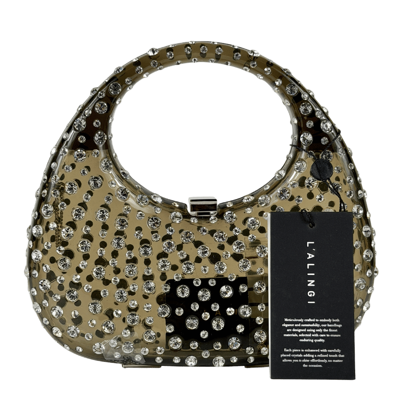 L'ALINGI Black Crystal Encrusted Resin Bag