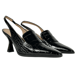 RUSSELL & BROMLEY Black Totter Slingback Heeled Loafers UK 4 EU 37