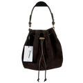 REISS Esther Suede And Leather Bucket Bag In Chocolate Brown