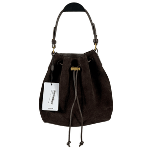 REISS Esther Suede And Leather Bucket Bag In Chocolate Brown