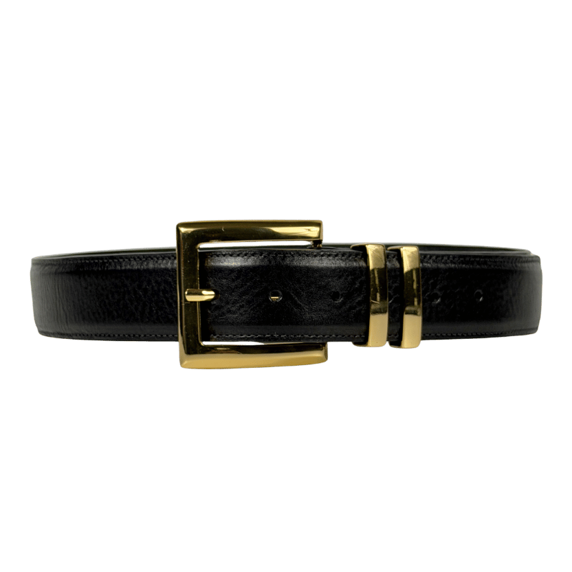 BLACK & BROWN LONDON Naomi Black / Gold Leather waist belt 80cm