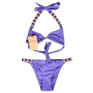 Direct Message Purple Endless Hand-embroidered Bikini In Lavender Bloom UK S