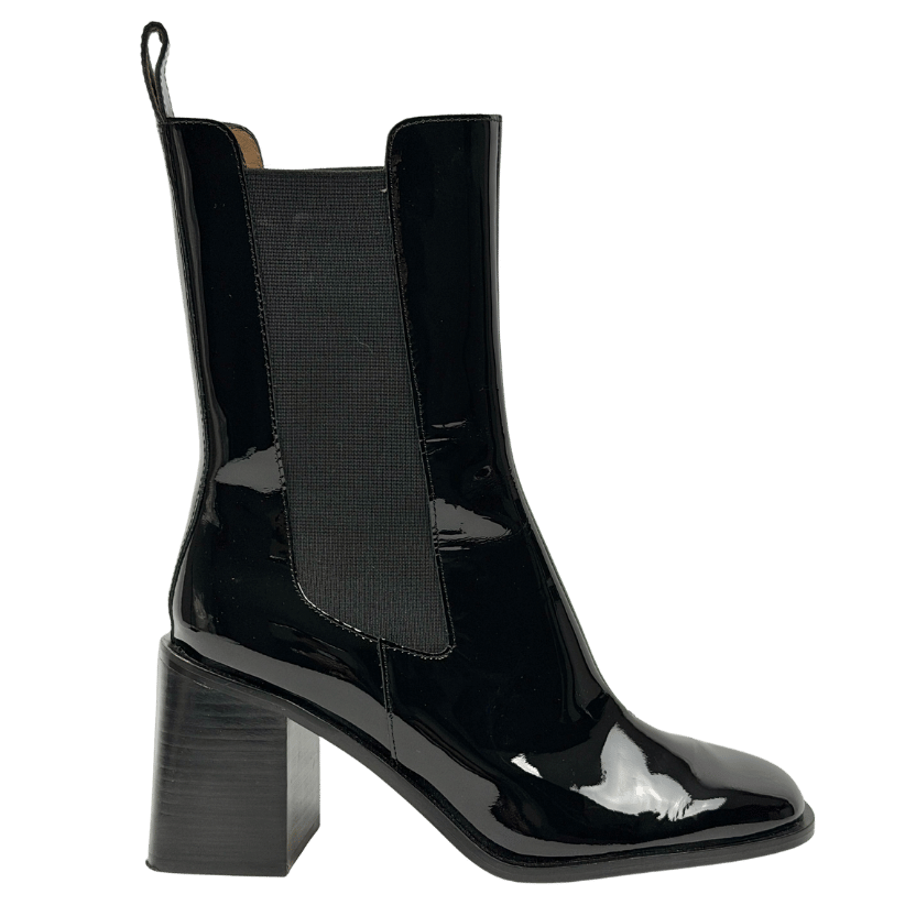 & Other Stories Black Patent Heeled Leather Chelsea Boots UK 5 EU 38 👠