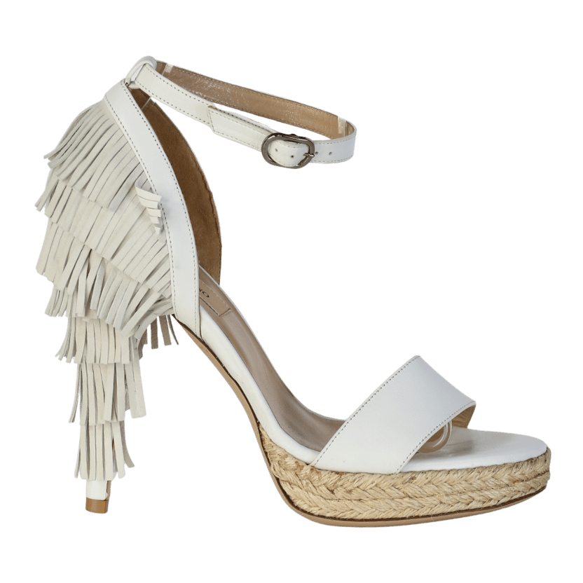 Valentino Garavani White Fringed High Espadrille Sandals UK 4 EU 37 👠