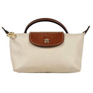 LONGCHAMP Beige Le Pliage Original Pouch With Handle