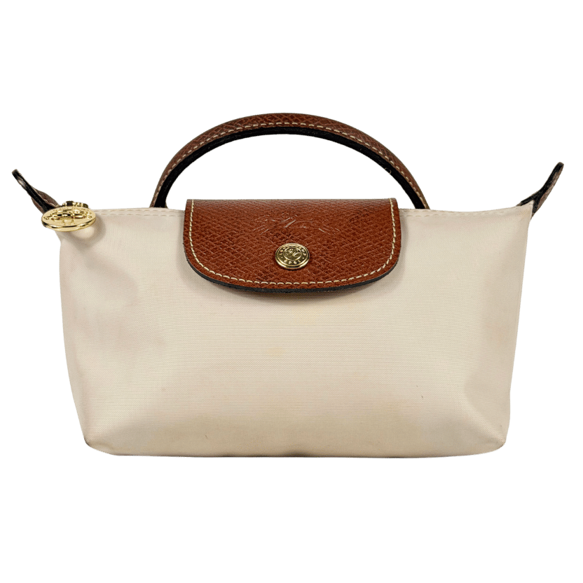 LONGCHAMP Beige Le Pliage Original Pouch With Handle