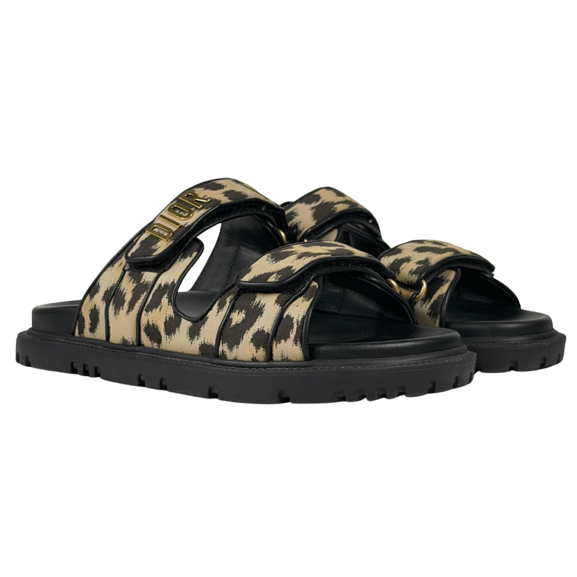 DIOR Beige Dioract Leopard-print Sandals UK 5.5 EU 38.5