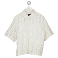 KAREN BY SIMONSEN Cream Lace Short Sleeve Shirt UK 12