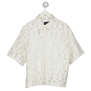 KAREN BY SIMONSEN Cream Lace Short Sleeve Shirt UK 12