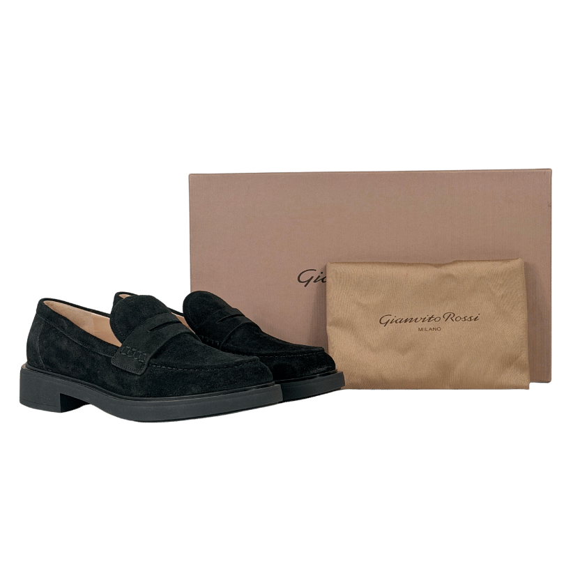 GIANVITO ROSSI Black Harris Suede Loafer UK 3 EU 36