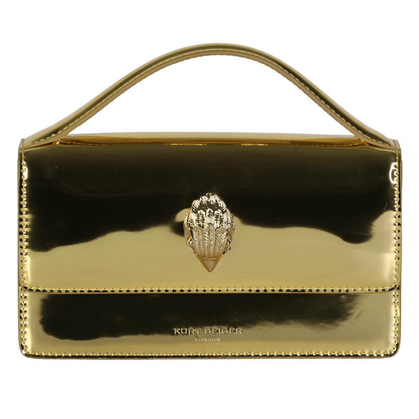 Kurt Geiger Metallic Gold Small Bond Top Handle Bag With Chain Strap