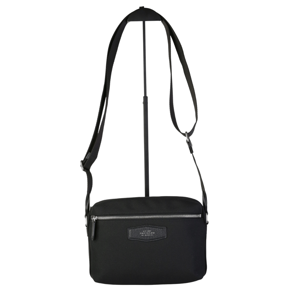 Smythson Black Norton Nylon-canvas And Leather Crossbody Bag