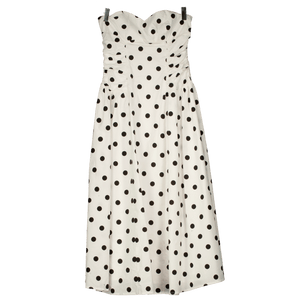 White Fox White Rich In Love Strapless Polka Dot Midi Dress UK S