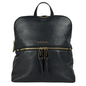 MICHAEL KORS Zip Medium Slim Backpack In Black Pebbled Leather One Size
