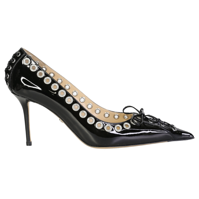 Mach & Mach Black Eyelet-lace Pumps UK 5 EU 38 👠